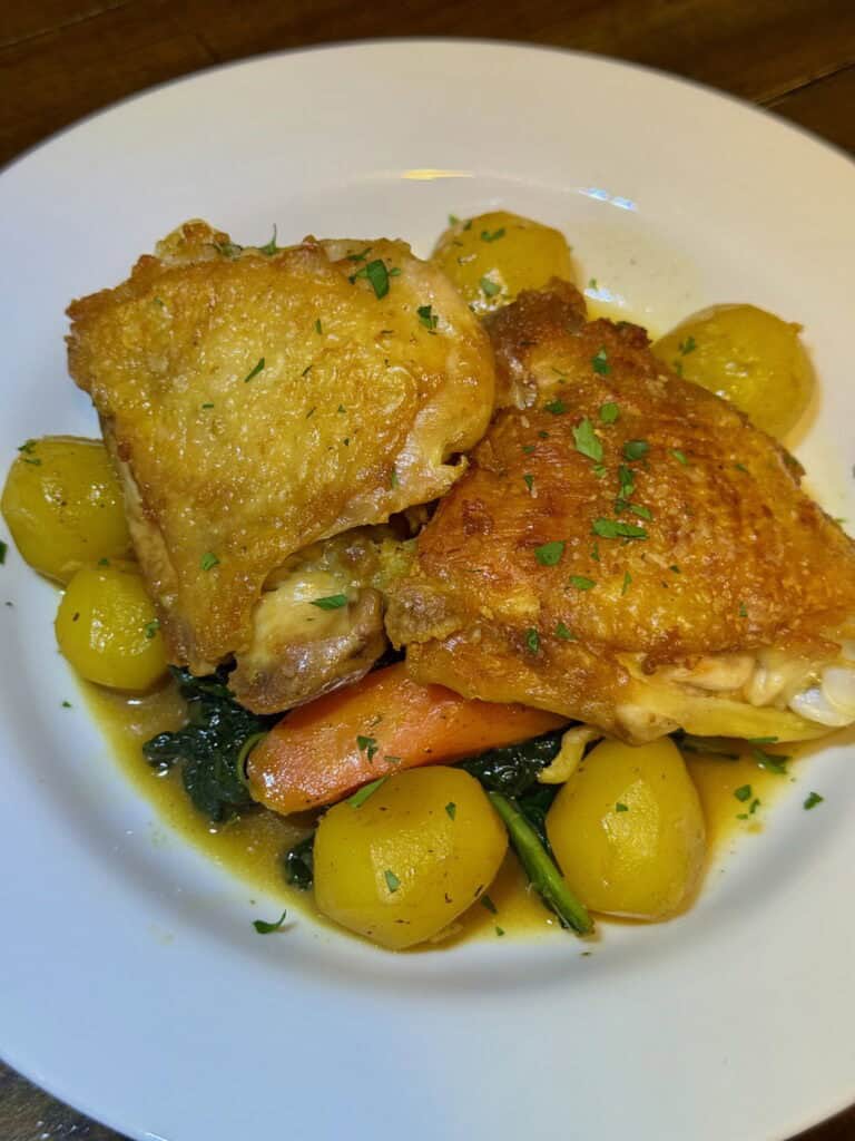 Pan-Rendered Chicken Thighs & Saffron Jewel Potatoes